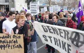 In Dunedin, the protest march of about 1500 people converged on the Upper Octagon.