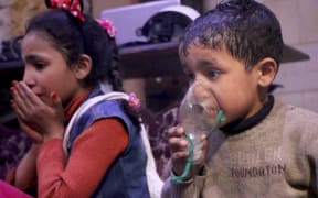 Affected Syrian children receive medical treatment after Assad regime forces allegedly used poisonous gas in an attack on rebel-held Douma.