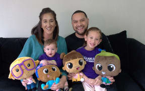 Pipi Mā dolls creator Kristin Ross and family.