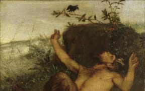 Arnold Böcklin's painting, "Faun, einer Amsel zupfeifend"