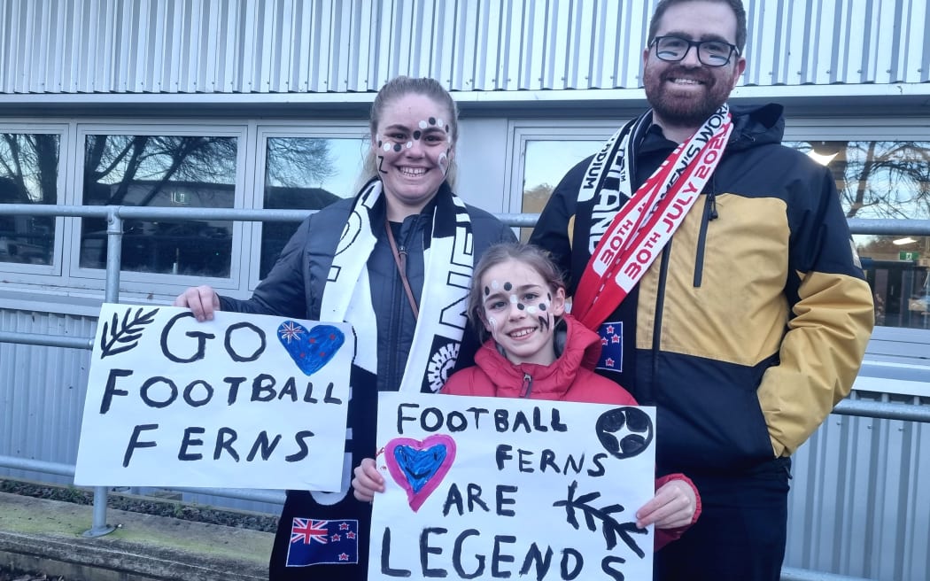 Trinity, Holly, and Fraser travelled down from Christchurch to watch the Ferns play in Ōtepoti.