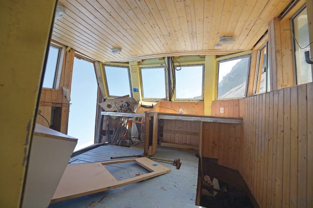 The cabin of the abandoned boat has been stripped, with most of the electronic equipment removed as well as stainless steel fittings.