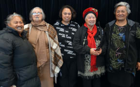 Taranaki wāhine who took part in a wānanga about the moko kauae in Hāwera recently, from left, Tahuri Rite,  Whakaarahia Tairawhiti-Kukutai, Te Aorangi Dillon, Te Rawanake Robinson-Coles and Ngapera Moeahu.