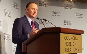 John Key speaking at the Council on Foreign Relations in New York.