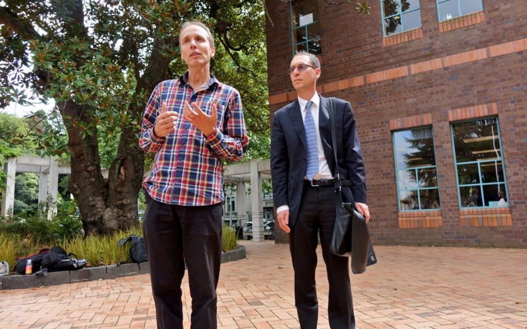 Author Nicky Hager arrives at the Auckland High Court