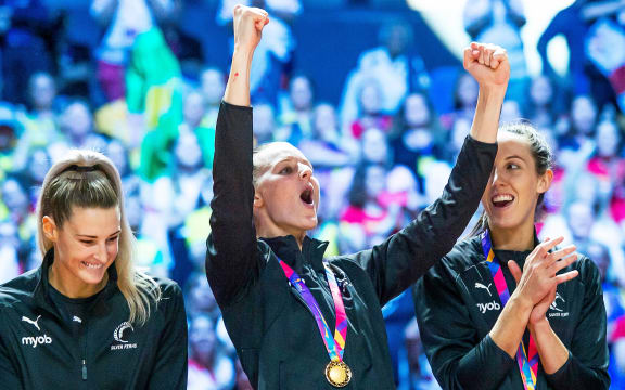 Silver Ferns celebrate their World Cup win over Australia