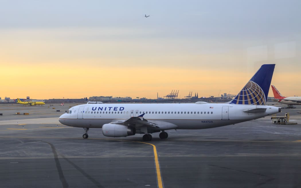 At newark airport, newark, NJ - December 31, 2016: United airlines airplane in the newark airport.