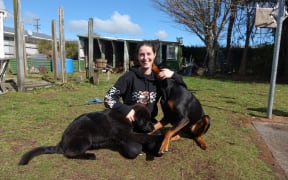 Jessie-Lee Webby with her dogs Maia, (left) and Zepp.