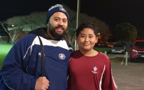 The Petone women's coach Fred Fereti and his son, Bez.