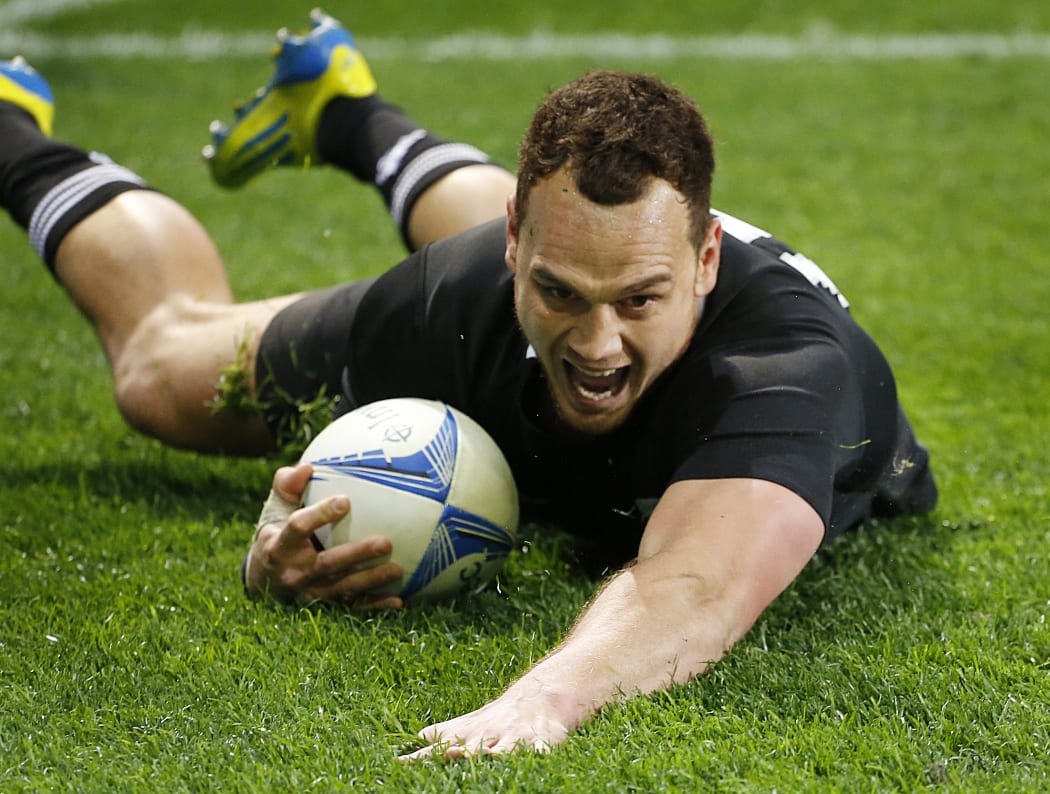 Israel Dagg scores a try against the Springboks during their Rugby Championship test match in Dunedin in 2012.