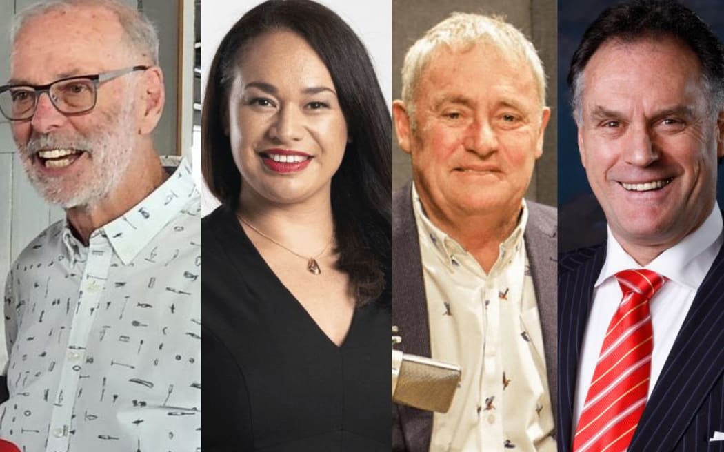 New Zealand's new mayors, according to the provisional results (from left): Auckland's Wayne Brown; Wellington's Tory Whanau; Christchurch's Phil Mauger; and Dunedin's Jules Radich.