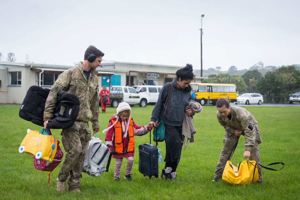 The Defence Force evacuate a woman and child from Kaikoura