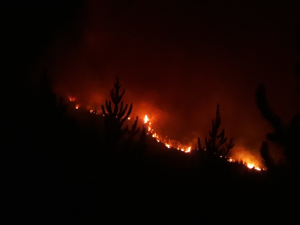 The Nelson fire burning overnight.