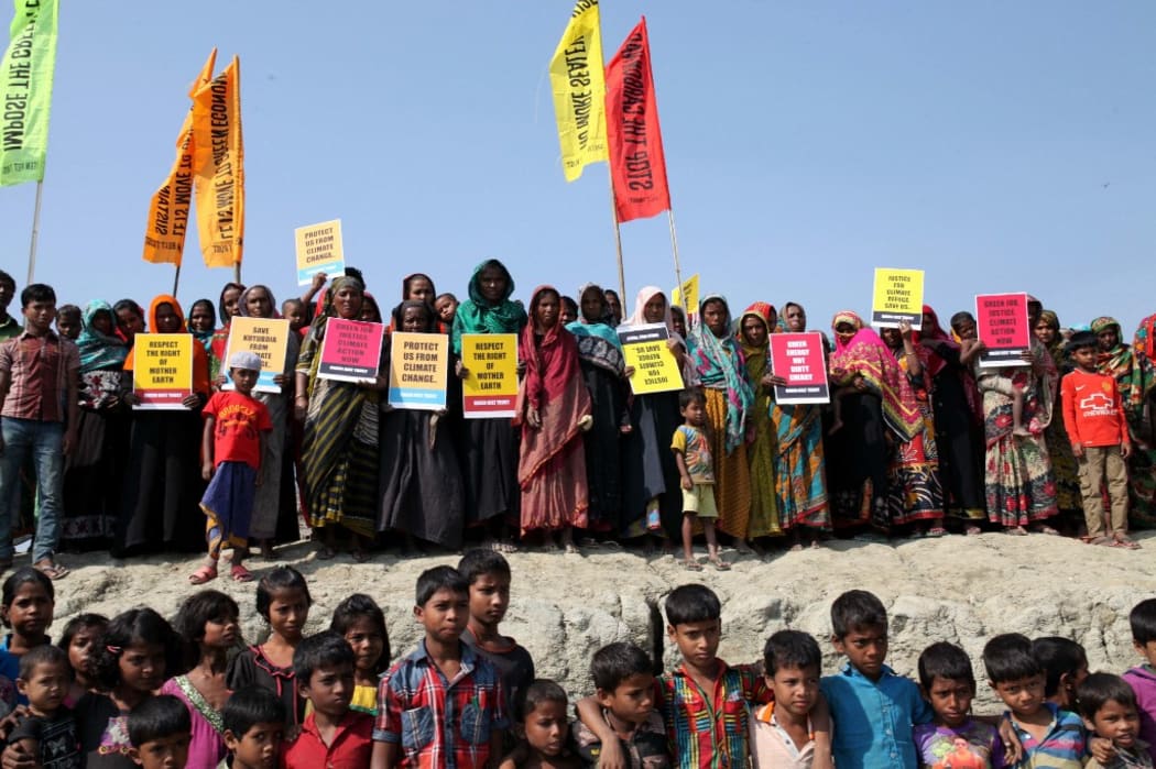 Victims of Climate Change and Sea Level Raise impect made protest demanding Justice for Climate Refugee on the ocassion the Global Climate March in Kutubdia Island under Cox's Bazaar District in Bangladesh.
