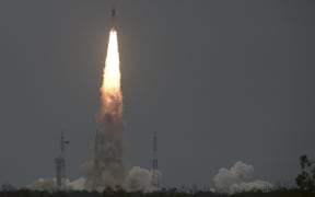 The Indian Space Research Organisation's (ISRO) Chandrayaan-2 (Moon Chariot 2), with on board the Geosynchronous Satellite Launch Vehicle (GSLV-mark III-M1), launches at the Satish Dhawan Space Centre in Sriharikota, an island off the coast of southern Andhra Pradesh state, on July 22, 2019.