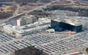 The National Security Agency (NSA) headquarters at Fort Meade, Maryland, as seen from the air.