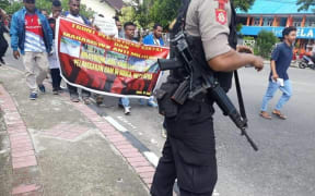 Students protest Nduga action in Ambon on 18 January 2019.
