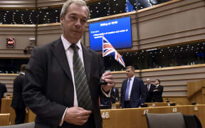 UK Independence Party leader Nigel Farage at the plenary session at the EU headquarters in Brussels.