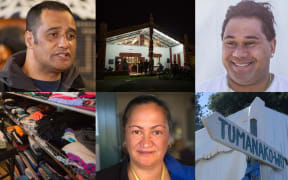 Montage of volunteers and the marae