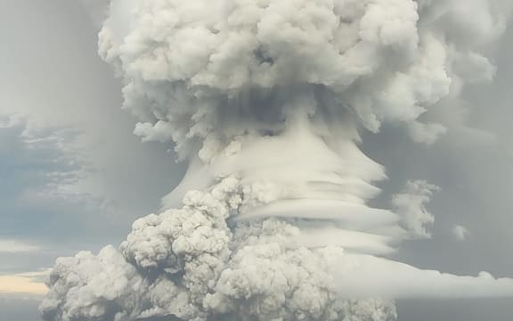 Hunga-Tonga-Hunga-Ha'apai underwater volcano on January 15, 2022