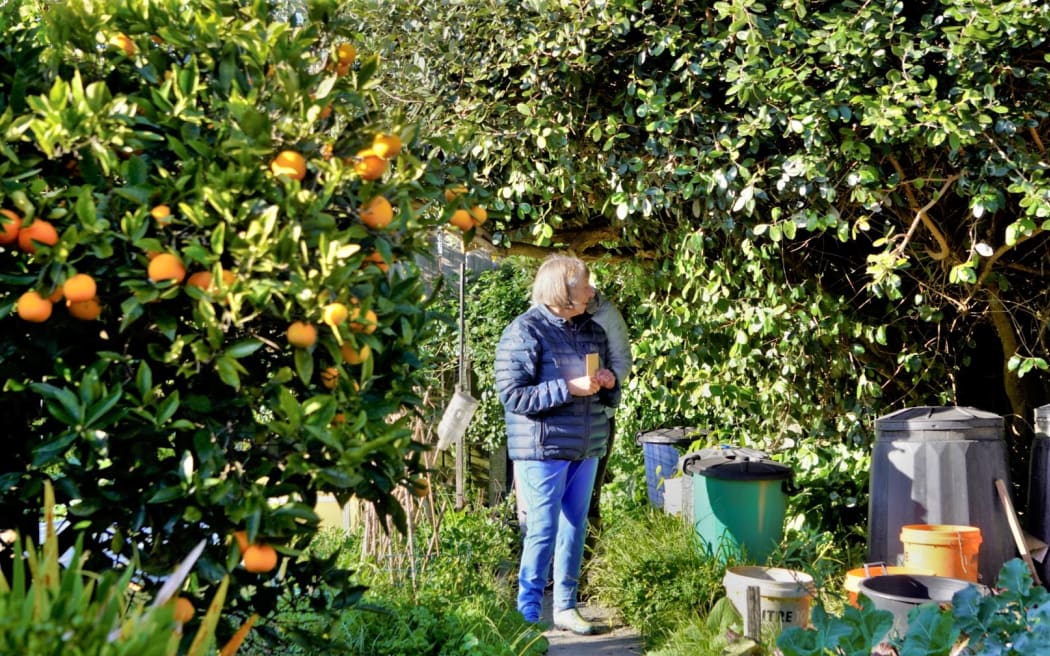 Clare Plug standing in her garden.