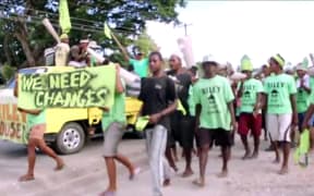 Voters take to the streets in Solomon Islands.