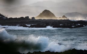 Waves crash against Wellingtons southern coast