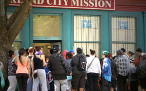 The line outside Auckland's City Mission in the week before Christmas.