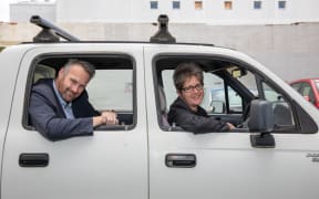 Bernard Hickey and Nikki Mandow in her ute