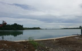 The over-full tailings dam facility at the Gold Ridge Gold Mine on Guadalcanal in Solomon Islands. January 2015