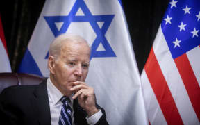 US President Joe Biden at the start of the Israeli war cabinet meeting, in Tel Aviv on October 18, 2023, amid the ongoing battles between Israel and the Palestinian group Hamas. US President Joe Biden landed in Tel Aviv on October 18, 2023 as Middle East anger flared after hundreds were killed when a rocket struck a hospital in war-torn Gaza, with Israel and the Palestinians quick to trade blame. (Photo by Miriam Alster / AFP)