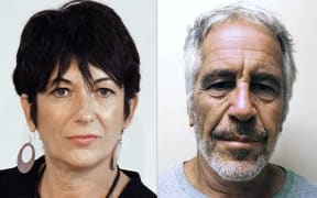 (COMBO) This combination of pictures created on July 2, 2020 shows Ghislaine Maxwell (L) during an event on September 20, 2013 in New York City and an undated handout photo obtained on July 11, 2019 courtesy of the New York State Sex Offender Registry of Jeffrey Epstein (R).
