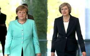 German Chancellor Angela Merkel, at left, with British Prime Minister Theresa May.