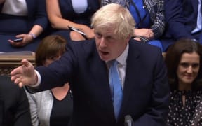 Britain's Prime Minister Boris Johnson  puts forward a motion for an early general election in the House of Commons in London on September 9.
