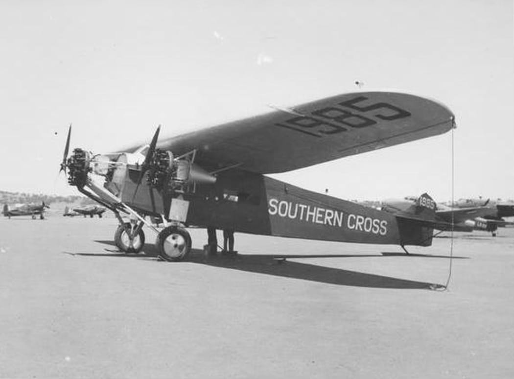 Charles Kingsford-Smith's 'Southern Cross' Fokker plane, the first plane to cross the Pacific Ocean, and the first to cross the Tasman Sea.