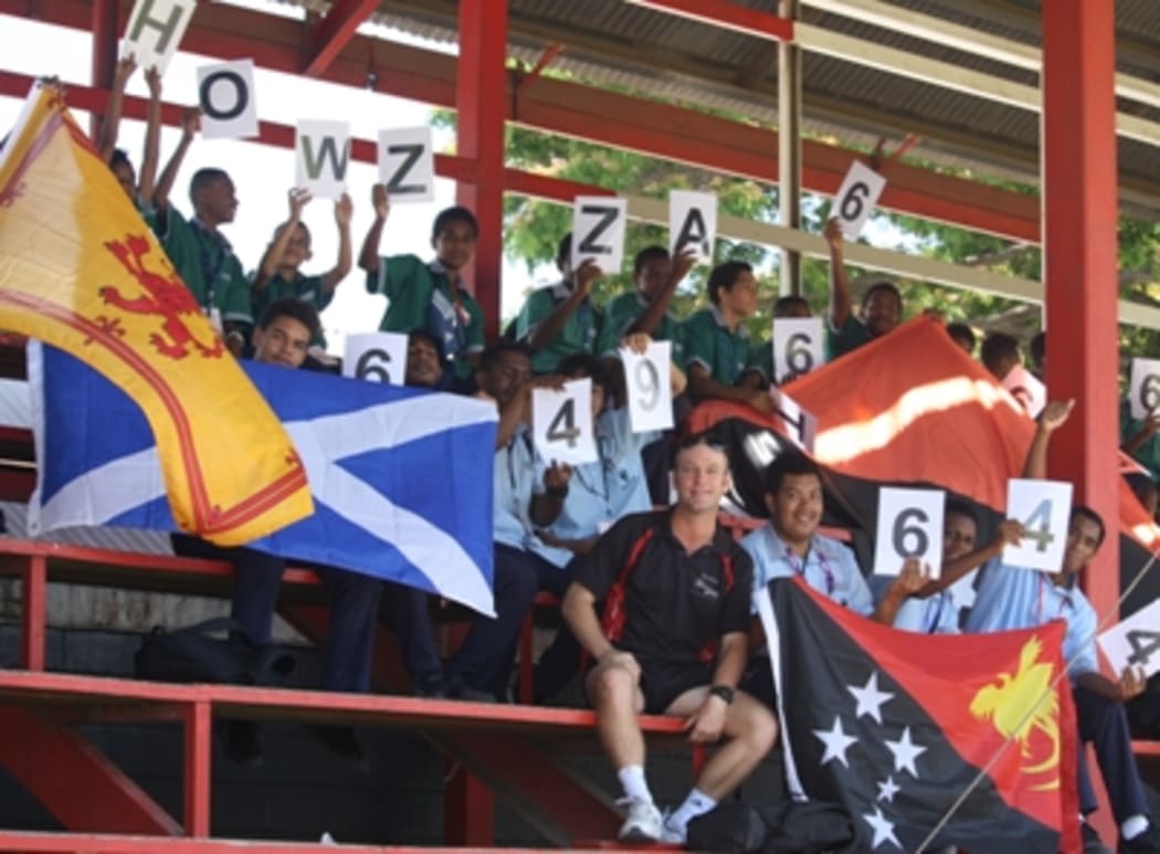 Fans watch on as PNG play Scotland Amini Park.