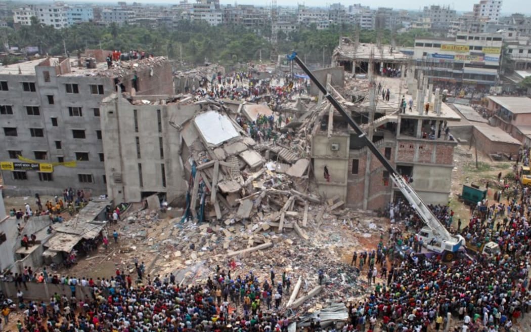 The Rana Plaza building collapse in Dhaka, Bangladesh.