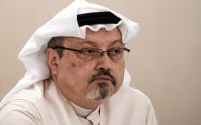File photo from 2014 of Saudi journalist Jamal Khashoggi attending a press conference in the Bahraini capital Manama.