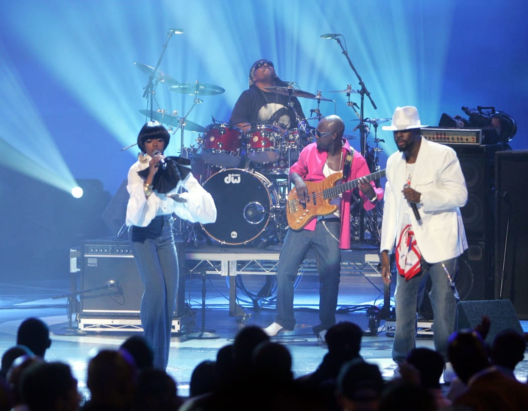 The Fugees perform at the BET Awards in Hollywood in 2005.