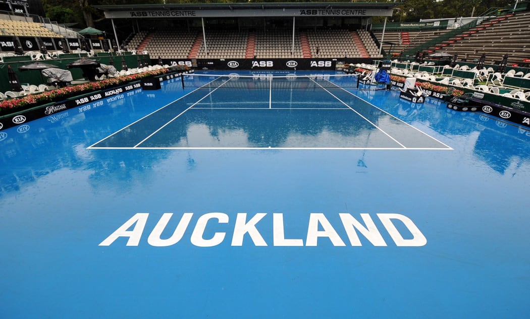 Rain has delayed play at the ASB Tennis Classic.