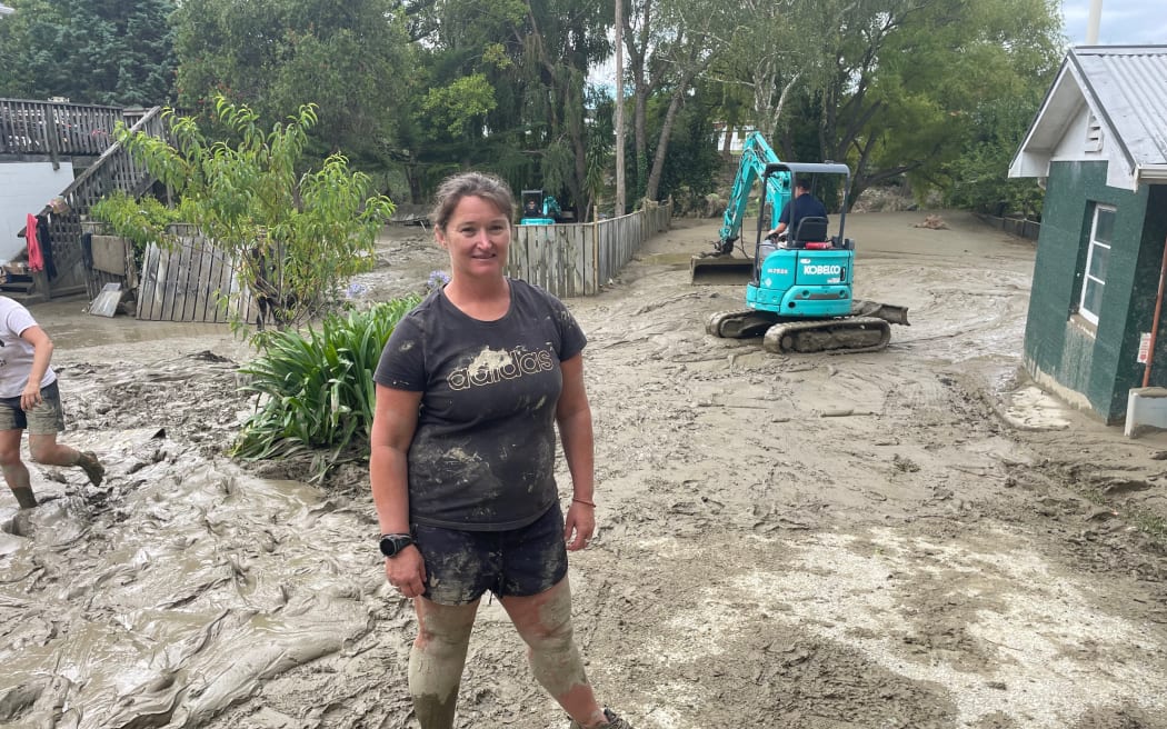 Amy Spence has help cleaning up her section on Graham Rd in Gisborne. There’s 1.5m of silt in the garden.