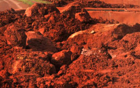 Bauxite at a factory in Guinea.