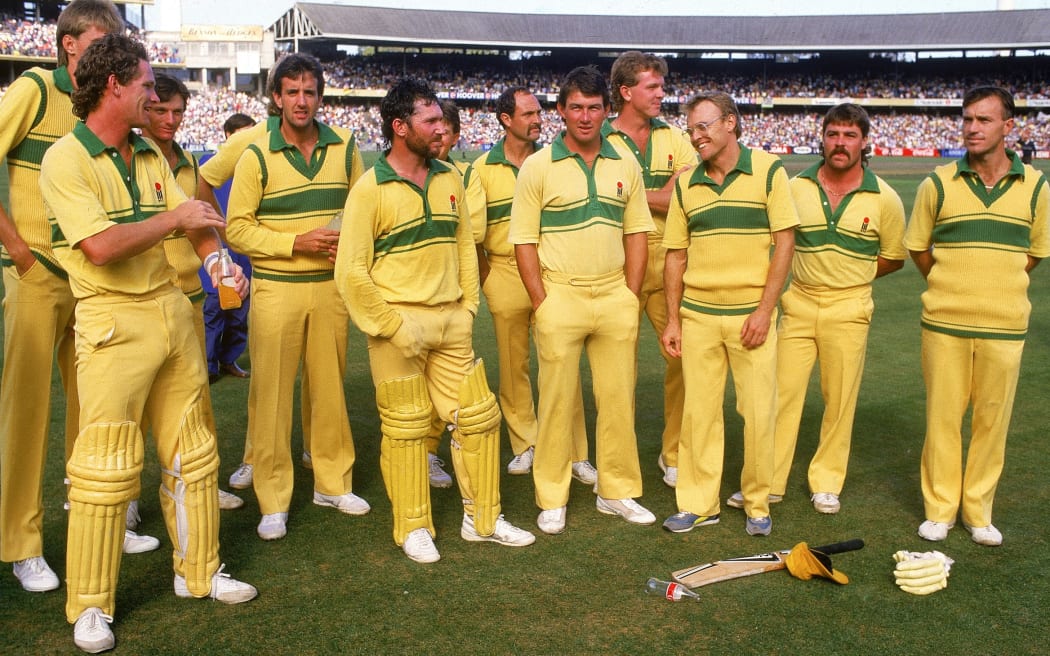 Allan Border and his 1986 Australia one day side.