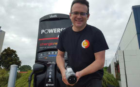 ChargeNet managing director Steve West with the electric charger.