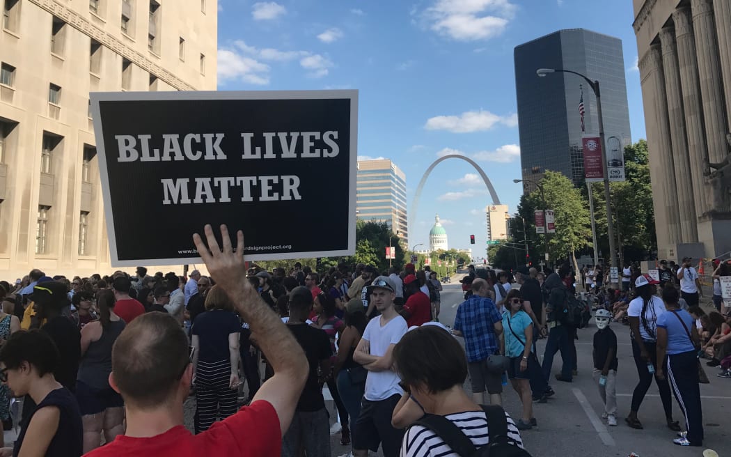 People protest the acquittal of white former police officer Jason Stockley for the murder of Anthony Lamar Smith