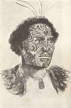 A sketch of Hongi Hika from a 1820’s painting. By S. Percy Smith