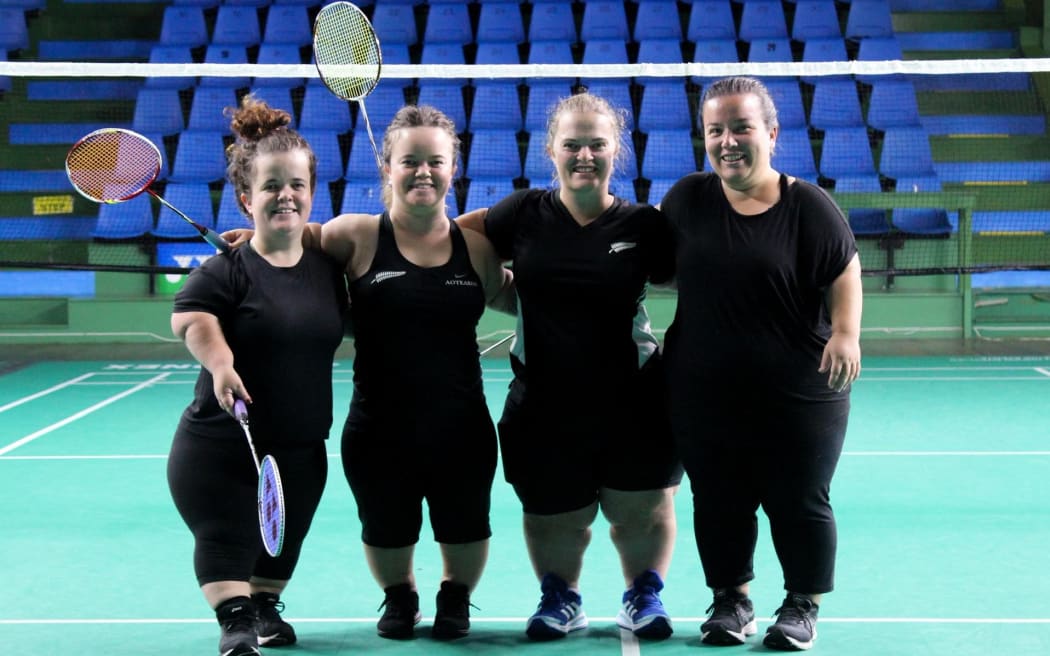 Members of the NZ team attending the World Dwarf Games. From left, Zena Sargison, Ella Sargison, Nina Kersten and Claire Keefer.