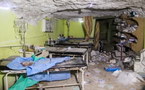 Damage at a hospital in Khan Sheikhun after a suspected chemical attack.