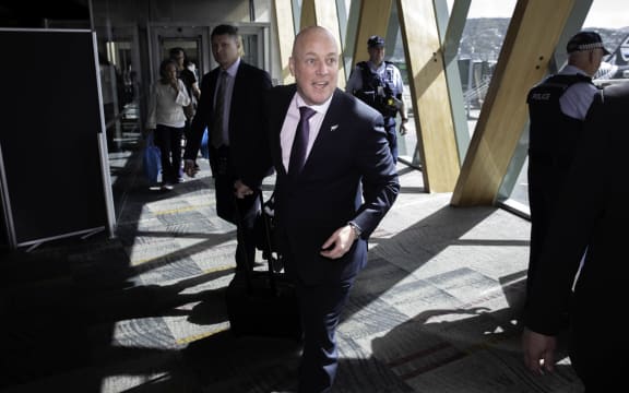 Incoming Prime Minister Christopher Luxon arrives at Wellington Airport.