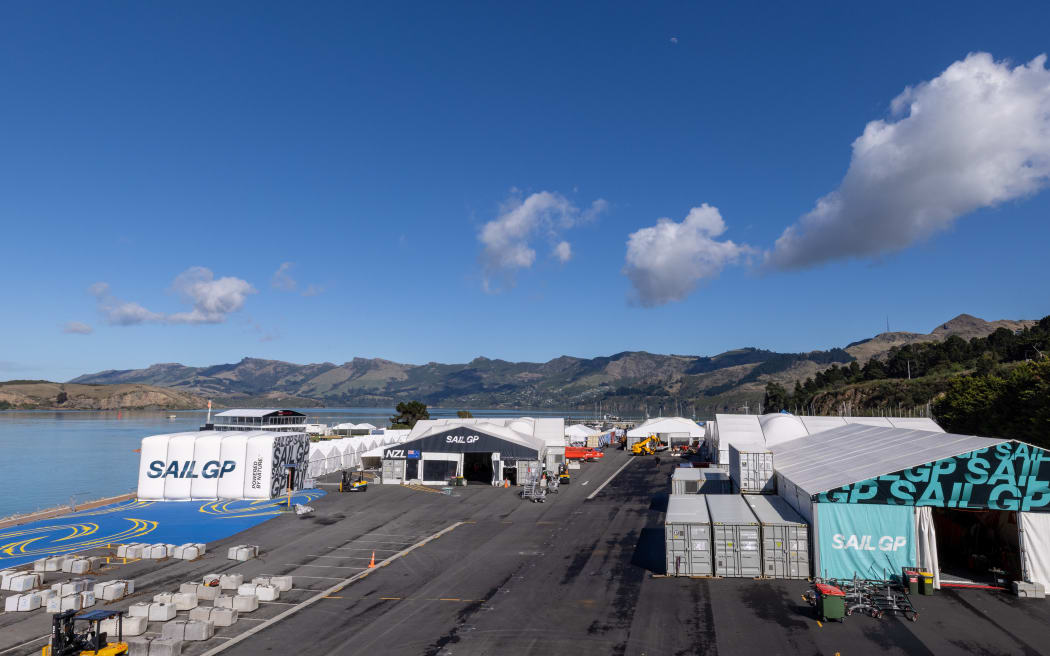 General view of the technical area ahead of the ITM New Zealand Sail Grand Prix in Christchurch, New Zealand. Tuesday 14th March 2023.